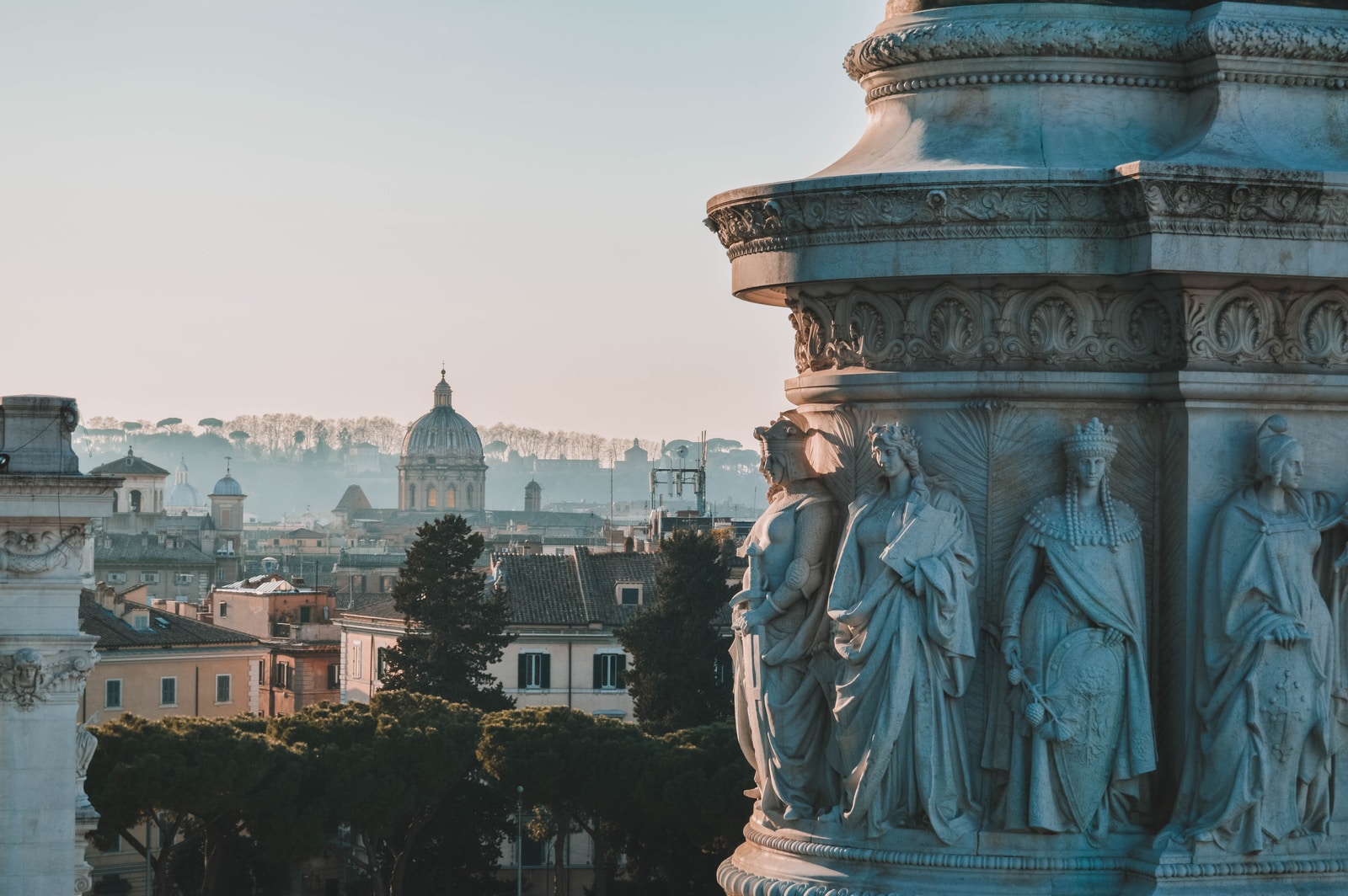 rooftops and statues
